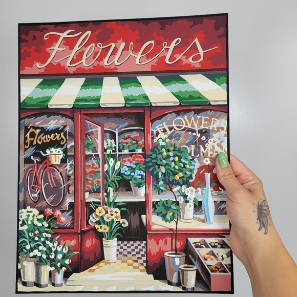 The Flower Shop Advanced Paint By Number 11×14 Finished Acrylic Painting Boarder - Picture 8 of 10